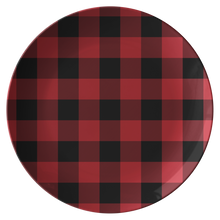 Load image into Gallery viewer, Red and Black Buffalo Plaid ThermoSāf® Unbreakable Plates
