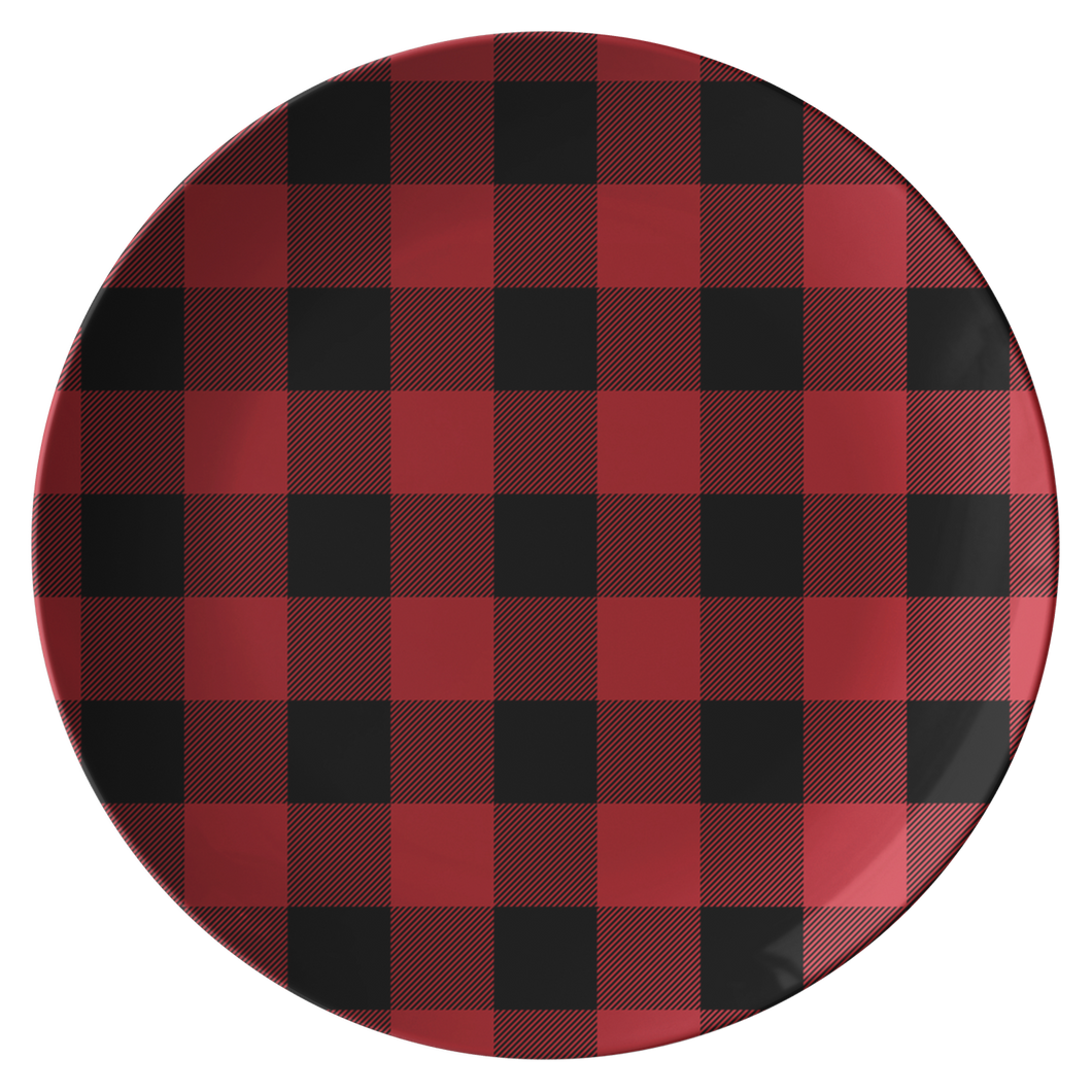 Red and Black Buffalo Plaid ThermoSāf® Unbreakable Plates