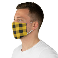 Load image into Gallery viewer, Yellow and Black Buffalo Plaid Printed Cloth Fabric Face Mask Country Buffalo Check Farmhouse Pattern
