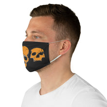 Load image into Gallery viewer, Orange Skulls on Black Fabric Face Mask Printed Cloth Halloween
