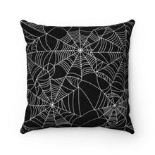 Load image into Gallery viewer, Spiderweb Black and White Faux Suede Square Pillow Case

