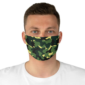 Green Camo Printed Cloth Fabric Face Mask Colorful Green, Yellow and Black Camouflage