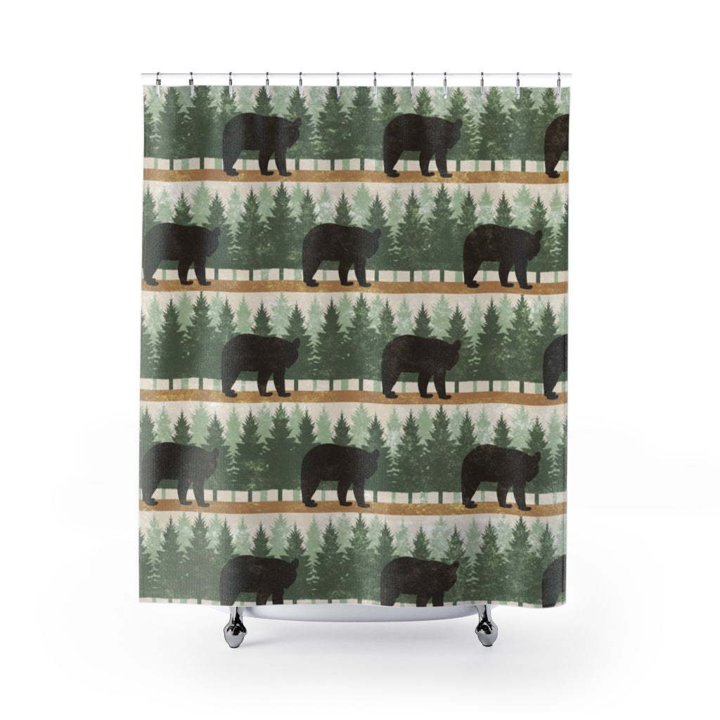 Bears With Pine Trees Shower Curtain