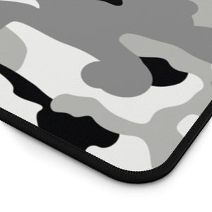 Gray, Black and White Camouflage Desk Mat Camo Pattern Office Mouse Pad