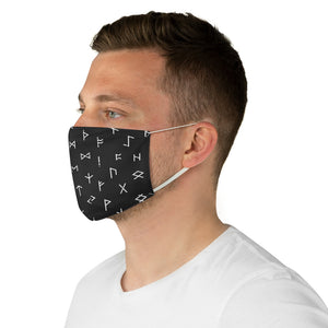 Black With White Runes Fabric Face Mask Printed Cloth