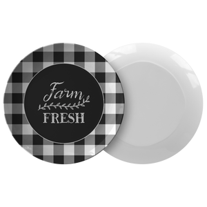 Farm Fresh Black and White Buffalo Plaid Plates 10" Unbreakable and Oven Safe