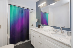 Vibrant Teal, Purple and Black Ombre Watercolor Shower Curtain