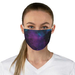 Purple Galaxy Printed Cloth Fabric Face Mask Colorful Teal and Black Outer Space