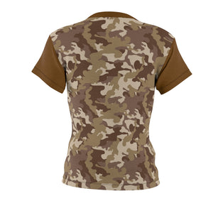Camo Pattern Women's Tee Brown and Tan Desert Camouflage With Contrast Sleeves