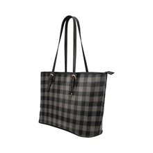 Load image into Gallery viewer, Grey Buffalo Plaid Tote Bag Vegan Leather
