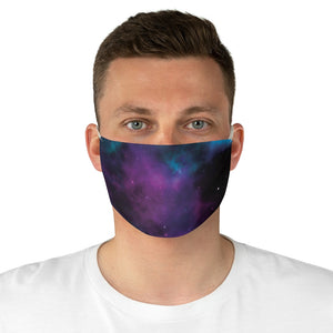 Purple Galaxy Printed Cloth Fabric Face Mask Colorful Teal and Black Outer Space