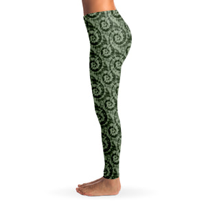 Olive Green Tie Dye Print Leggings XS - XL Squat Proof
