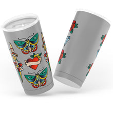 Load image into Gallery viewer, Tattoo Traditional Pattern Gray Tumbler Old School Vintage Style Insulted Mug
