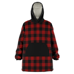 Red and Black Buffalo Plaid Snug Hoodie Wearable Blanket