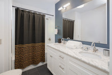 Load image into Gallery viewer, Black With Leopard Print Contrast Design Shower Curtain
