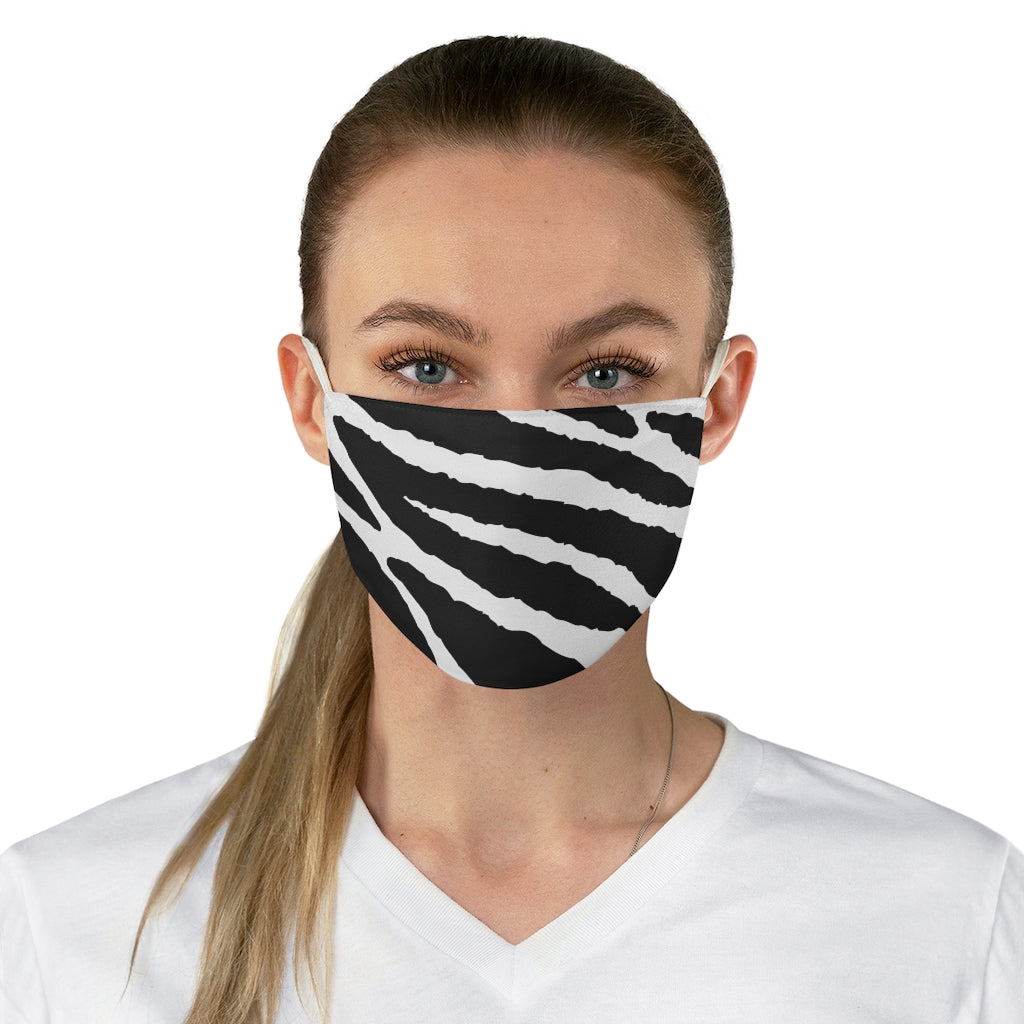 White and Black Tiger Stripes Printed Fabric Fashion Face Mask Animal Print