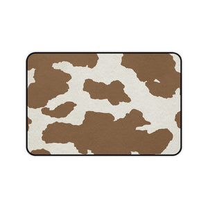 Light Brown Cow Hide Print Black and White Desk Mat Keyboard Pad