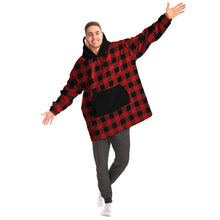Load image into Gallery viewer, Red and Black Buffalo Plaid Snug Hoodie Wearable Blanket
