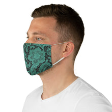 Load image into Gallery viewer, Turquoise Lace Style Printed Cloth Fabric Face Mask Lacey Shabby Chic
