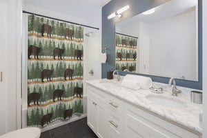 Bears With Pine Trees Shower Curtain