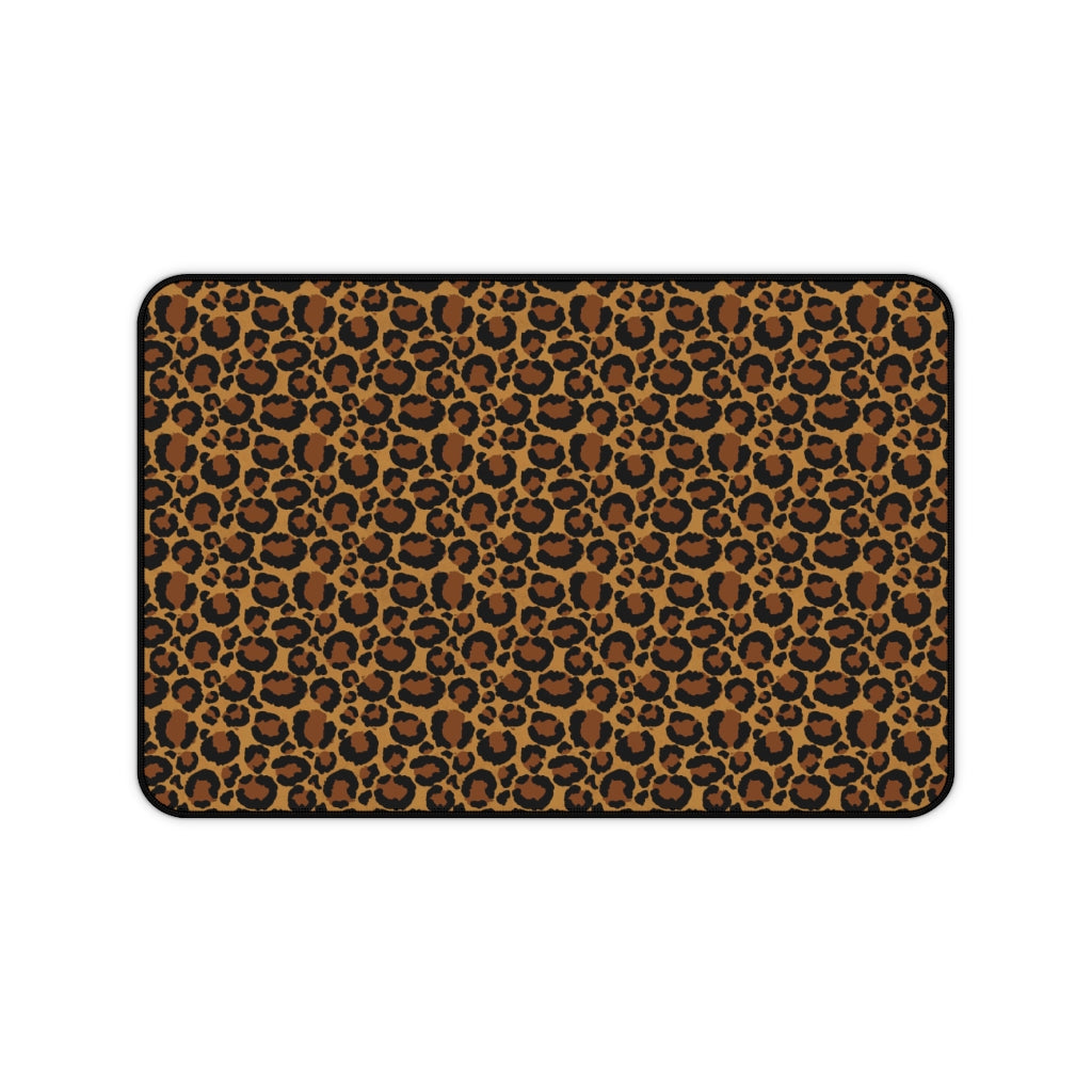 Leopard Animal Print Desk Mat Large Enough For a Laptop or Keyboard and Mouse