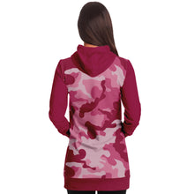 Load image into Gallery viewer, Pink Camouflage Longline Hoodie Dress With Solid Dark Pink Contrast Sleeves
