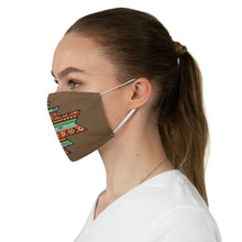 Load image into Gallery viewer, Southwestern Aztec Element With Colorful Stripes Pattern Printed on Faux Brown Suede Fabric Face Mask Southwestern Ethnic
