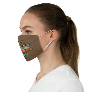 Southwestern Aztec Element With Colorful Stripes Pattern Printed on Faux Brown Suede Fabric Face Mask Southwestern Ethnic
