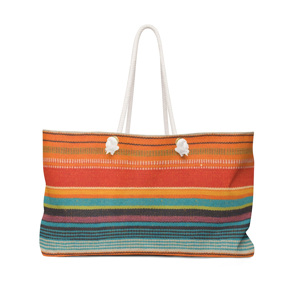 Mexican Serape Style Colorful Pattern Weekender Bag Beach Bag With Rope Handles