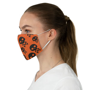 Orange With Black Poison Skulls Symbols Fabric Face Mask Printed Cloth Halloween