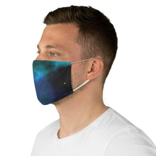 Load image into Gallery viewer, Blue Galaxy Printed Cloth Fabric Face Mask Colorful Teal and Black Outer Space
