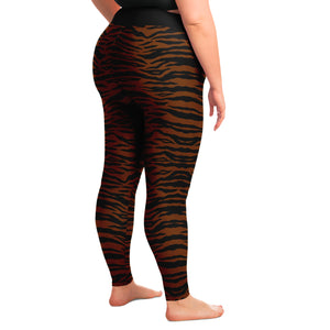 Dark Tiger Print Leggings Plus Size 2X - 6X Squat Proof