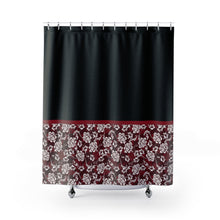 Load image into Gallery viewer, Baroque Floral Shower Curtain In Red Contrast Color Block Pattern
