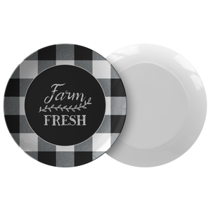 Farm Fresh Black and White Buffalo Check Farmhouse Style 10" Unbreakable Dinner Plates Oven, Dishwasher and Microwave Safe
