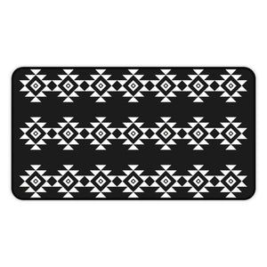 Black and White Desk Mat With Tribal Design Large Size