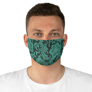 Turquoise Lace Style Printed Cloth Fabric Face Mask Lacey Shabby Chic