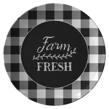 Load image into Gallery viewer, Farm Fresh Black and White Buffalo Plaid Plates 10&quot; Unbreakable and Oven Safe
