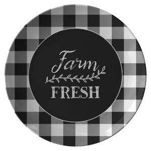 Farm Fresh Black and White Buffalo Plaid Plates 10" Unbreakable and Oven Safe