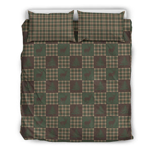 Woodland Plaid With Deer and Pine Trees Patchwork