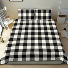 Load image into Gallery viewer, Black White Buffalo Plaid Duvet Cover and Pillow Cases Bedding Set
