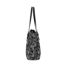 Load image into Gallery viewer, gray and black skull tote Leather Tote Bag/Small (Model 1651)
