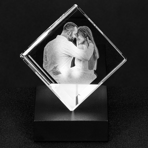 Laser Etched Custom Photo Crystal Corner Cube