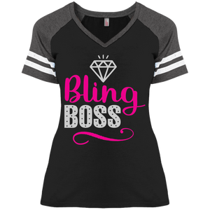 Bling Boss Tee Shirt With Stripes Sizes To 4XL