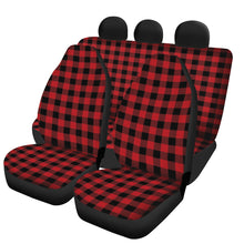 Load image into Gallery viewer, Red and Black Buffalo Plaid Front and Back Seat Stretch Car Seat Covers Set Car Seat Cover Set
