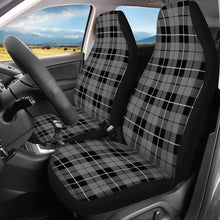 Load image into Gallery viewer, Gray, Black and White Plaid Tartan Car Seat Covers Set Front and Back matching 3 Piece Set Car Seat Cover Set
