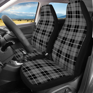 Gray, Black and White Plaid Tartan Car Seat Covers Set Front and Back matching 3 Piece Set Car Seat Cover Set