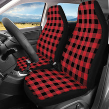 Load image into Gallery viewer, Red and Black Buffalo Plaid Front and Back Seat Stretch Car Seat Covers Set Car Seat Cover Set
