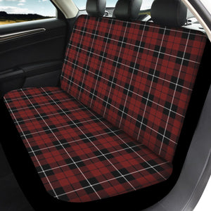 Dark Red, Black and White Plaid Front and Back Matching Car Seat Covers Set 3 Pieces Car Seat Cover Set