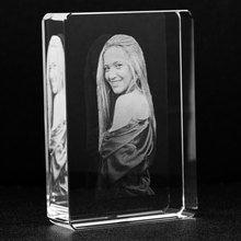 Load image into Gallery viewer, Custom Laser Etched Photo Crystal Stadium Style Rounded Rectangle
