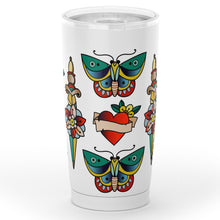 Load image into Gallery viewer, Tattoo Traditional Pattern White Tumbler Old School Vintage Style Insulted Mug
